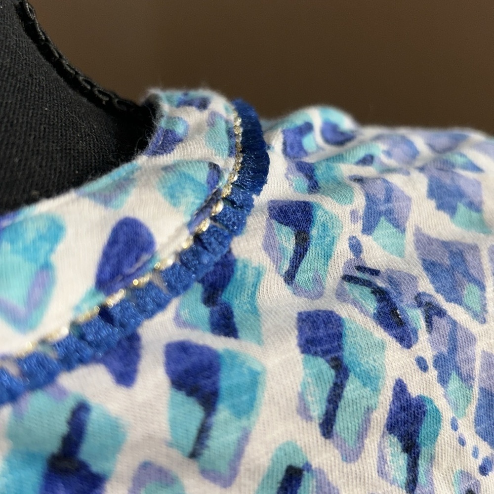 Lilly Pulitzer Joy Tunic Dress SZ Small Blue/White/Teal Pineapple All Over Print - Picture 7 of 11